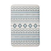 Aztec Blues Cream Mixed Motifs V Pattern Bath Mat (Voorkant Verticaal)