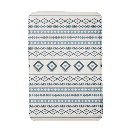 Aztec Blues Cream Mixed Motifs V Pattern Bath Mat (Voorkant Verticaal)