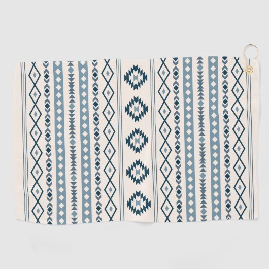 Aztec Blues op het gemengde patroon van Cream Moti Golfhanddoek (Horizontaal)