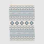 Aztec Blues op het gemengde patroon van Cream Moti Golfhanddoek (Voorkant)