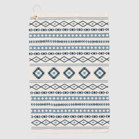 Aztec Blues op het gemengde patroon van Cream Moti Golfhanddoek (Voorkant)