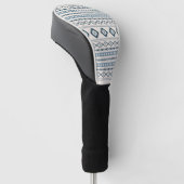 Aztec Blues op het gemengde patroon van Cream Moti Golfheadcover (Schuin)