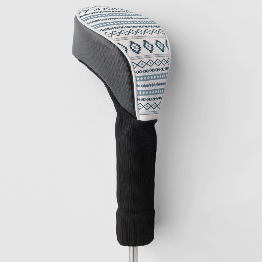 Aztec Blues op het gemengde patroon van Cream Moti Golfheadcover (Schuin)