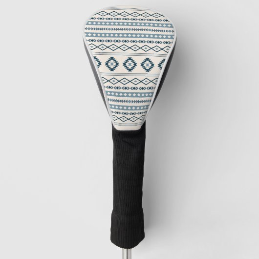 Aztec Blues op het gemengde patroon van Cream Moti Golfheadcover (Voorkant)