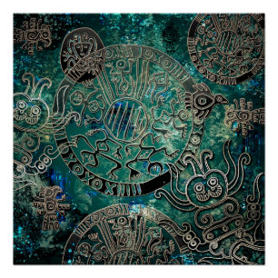 Aztec blues Poster Paper (halfglanzend)