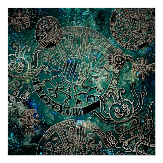 Aztec blues Poster Paper (halfglanzend) (Voorkant)