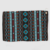 Aztec Blues Reds Black Mixed Motifs Pattern Golfhanddoek (Horizontaal)