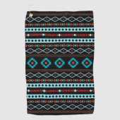Aztec Blues Reds Black Mixed Motifs Pattern Golfhanddoek (Voorkant)