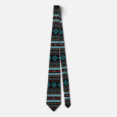Aztec Blues Reds Black Mixed Motifs Rpt Pattern Stropdas (Voorkant)