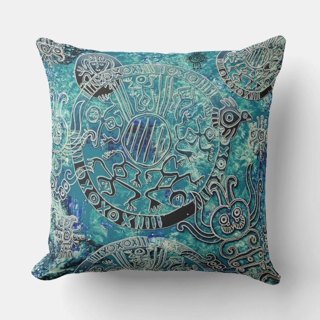 Aztec blues Sierkussen 20 x 20 inch buiten (Voorkant)