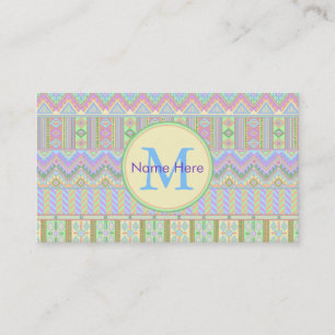Aztec Boho Pastels Monogram Calling Card Zigzag Contactkaartje