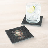 Aztec Boho Skull Glazen Onderzetter (Schuin)
