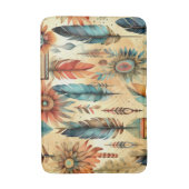 Aztec Boho Tribal Blauwe veren Badmat (Voorkant Verticaal)