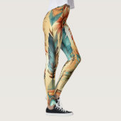 Aztec Boho Tribal Blauwe veren Leggings (Rechts)