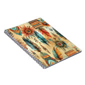 Aztec Boho Tribal Blauwe veren Notitieboek (Rechterzijde)