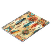 Aztec Boho Tribal Blauwe veren Notitieboek (Linkerzijde)