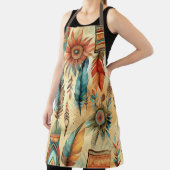 Aztec Boho Tribal Blauwe veren Schort (Insitu)