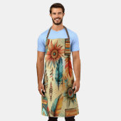 Aztec Boho Tribal Blauwe veren Schort (Gedragen)