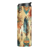 Aztec Boho Tribal Blauwe veren Thermosbeker (Gedraaid links)