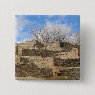 aztec brick ruïneert met mooie hemel vierkante button 5,1 cm