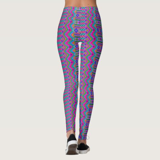 Aztec Bright tribaal monogram optioneel meisje Leggings (Achterkant)