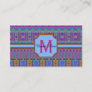 Aztec Bright Tribal Monogram Business of Personal Visitekaartje