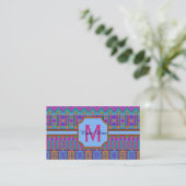 Aztec Bright Tribal Monogram Business of Personal Visitekaartje (Staand voorkant)
