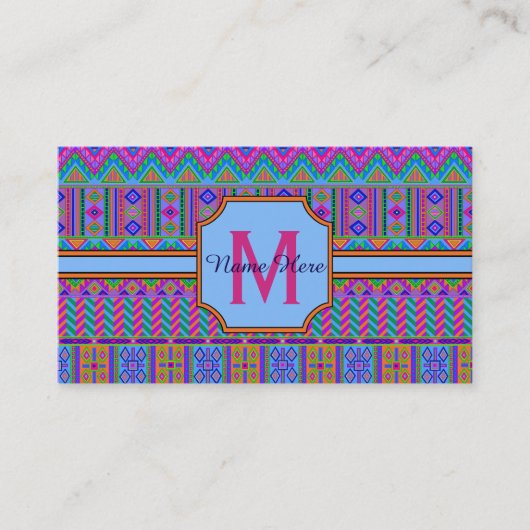 Aztec Bright Tribal Monogram Business of Personal Visitekaartje (Voorkant)