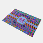 Aztec Bright Tribal Monogram Dorm Sweet Dorm Deurmat (Schuin)