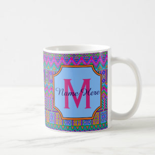 Aztec Bright Tribal Monogram Kantoor Home of Gift Koffiemok
