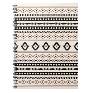 Aztec Brown Black Cream Mixed Motifs Patroonstrand Notitieboek