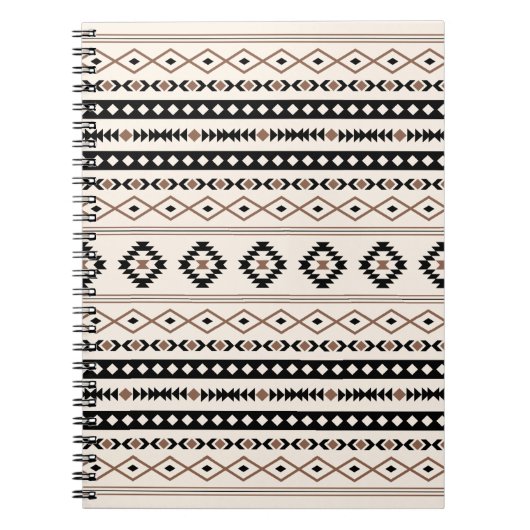 Aztec Brown Black Cream Mixed Motifs Patroonstrand Notitieboek (Voorkant)