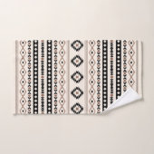 Aztec Brown Black Cream Mixed Motifs Pattern Bad Handdoek (Handdoek)