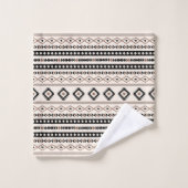 Aztec Brown Black Cream Mixed Motifs Pattern Bad Handdoek (Wasdoekje)