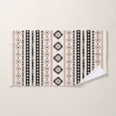 Aztec Brown Black Cream Mixed Motifs Pattern Bad Handdoek (Handdoek)