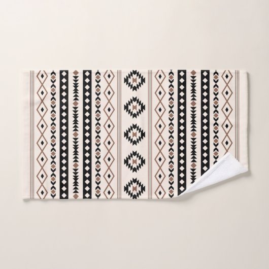 Aztec Brown Black Cream Mixed Motifs Pattern Bad Handdoek (Handdoek)