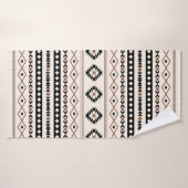 Aztec Brown Black Cream Mixed Motifs Pattern Badhanddoek (Badhanddoek)