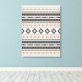 Aztec Brown Black Cream Mixed Motifs Pattern Canva Canvas Afdruk (Insitu (Houten vloer))