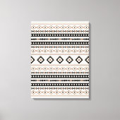 Aztec Brown Black Cream Mixed Motifs Pattern Canva Canvas Afdruk (Voorkant)