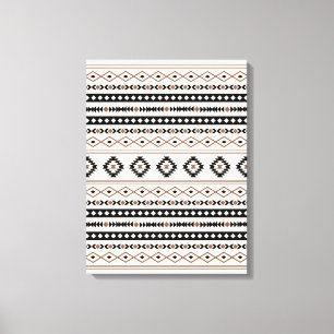 Aztec Brown Black Cream Mixed Motifs Pattern Canva Canvas Afdruk