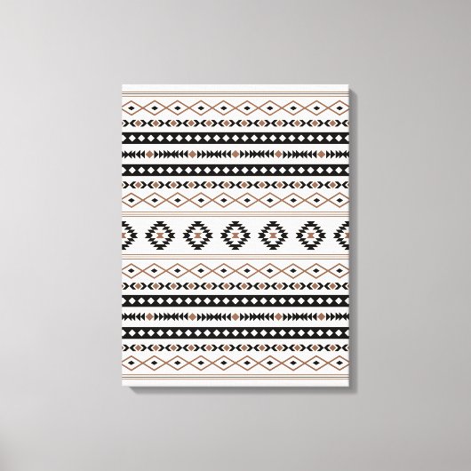 Aztec Brown Black Cream Mixed Motifs Pattern Canva Canvas Afdruk (Voorkant)