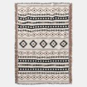 Aztec Brown Black Cream Mixed Motifs Pattern Deken (Voorkant Verticaal)