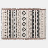 Aztec Brown Black Cream Mixed Motifs Pattern Deken (Voorkant)