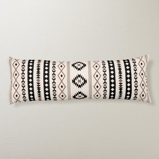 Aztec Brown Black Cream Mixed Motifs Pattern Fleec Lichaamskussen (Achterkant)
