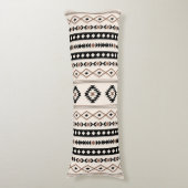 Aztec Brown Black Cream Mixed Motifs Pattern Fleec Lichaamskussen (Voorkant Verticaal)