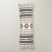 Aztec Brown Black Cream Mixed Motifs Pattern Fleec Lichaamskussen (Achterkant (Verticaal))