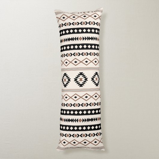 Aztec Brown Black Cream Mixed Motifs Pattern Fleec Lichaamskussen (Achterkant (Verticaal))