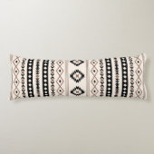 Aztec Brown Black Cream Mixed Motifs Pattern Fleec Lichaamskussen (Voorkant)