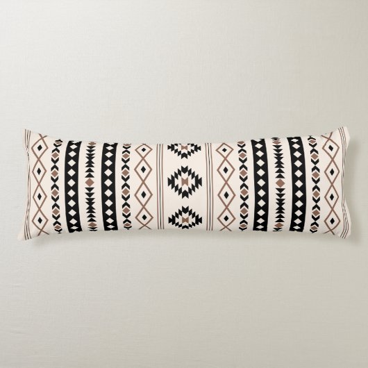 Aztec Brown Black Cream Mixed Motifs Pattern Fleec Lichaamskussen (Voorkant)