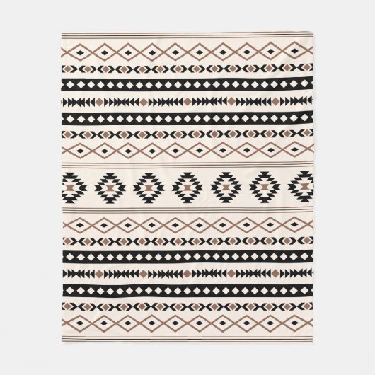 Aztec Brown Black Cream Mixed Motifs Pattern Fleece Deken (Voorkant)